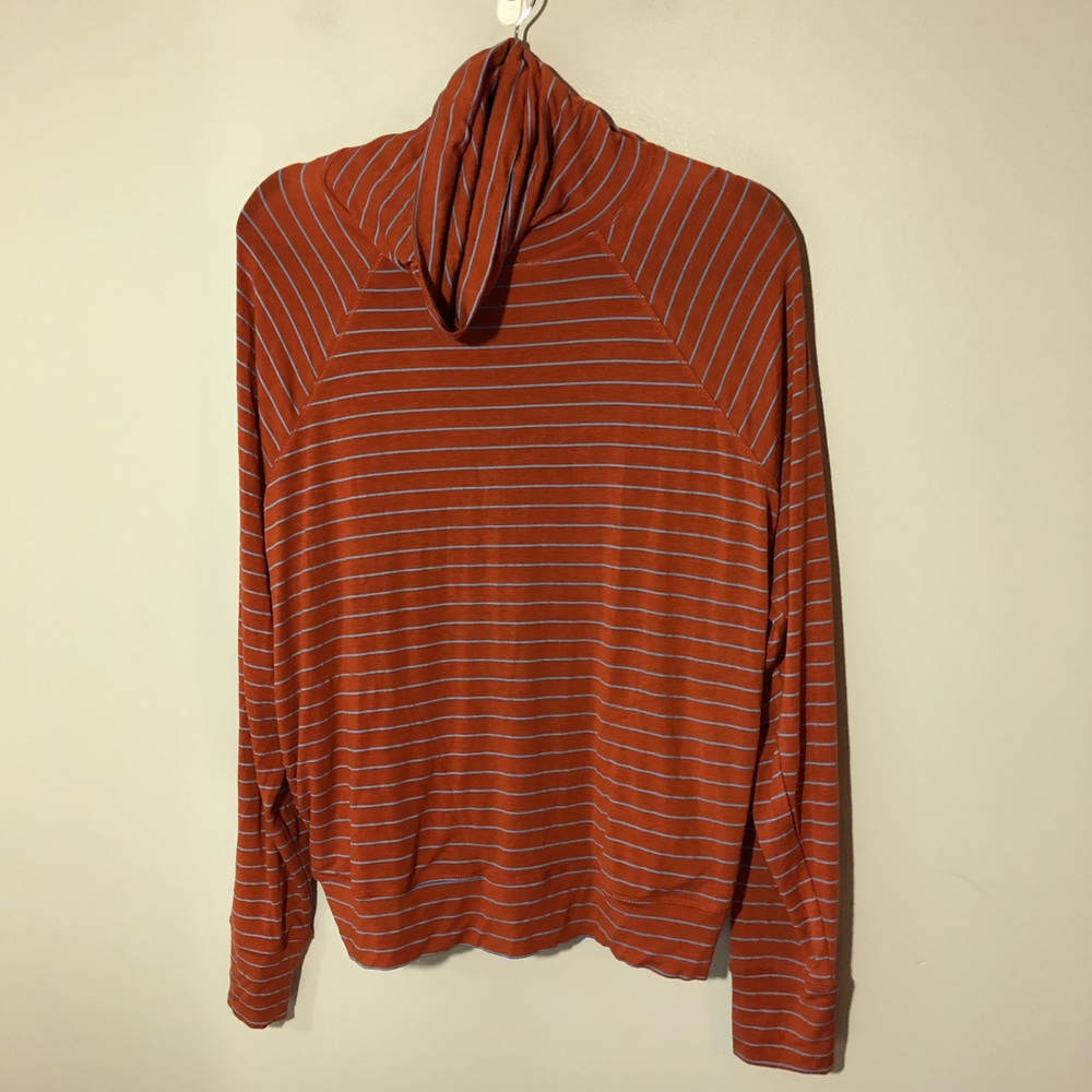 NWT Prana sol protect turtleneck womens L gingerbread stripe upf 30+pockets
